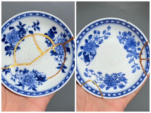 古玩陶瓷清乾隆青花折枝花卉紋盤拍賣,當前價格299元