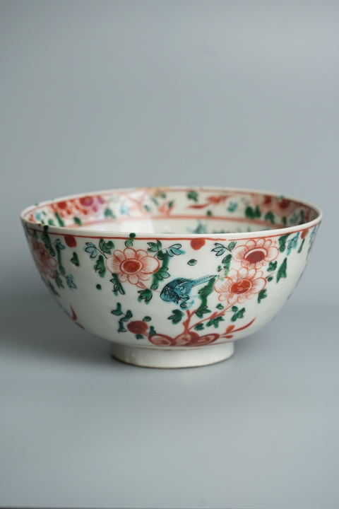 古玩陶瓷紅綠彩龍紋福字碗真品鑒賞圖