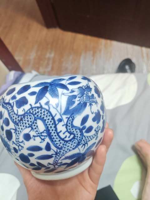 古玩陶瓷龍紋青花水呈真品鑒賞圖
