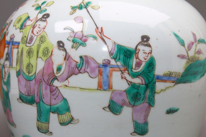 古玩陶瓷清同治·粉彩狀元及第人物故事紋蓋罐拍賣，當前價格472元