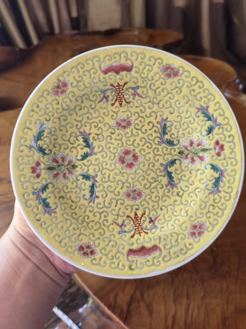 古玩陶瓷花間福壽紋粉彩盤拍賣,當前價格389元