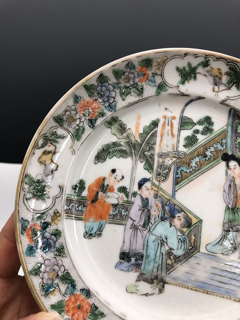 古玩陶瓷人物紋廣五彩盤真品鑒賞圖