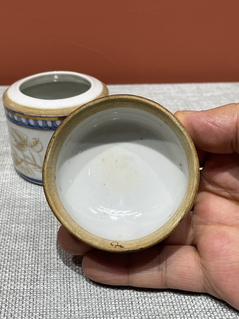 古玩陶瓷晚清青花描金花卉紋溫酒壺真品鑒賞圖