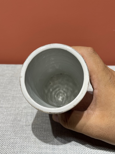 古玩陶瓷清代同治粉彩人物紋筆筒真品鑒賞圖