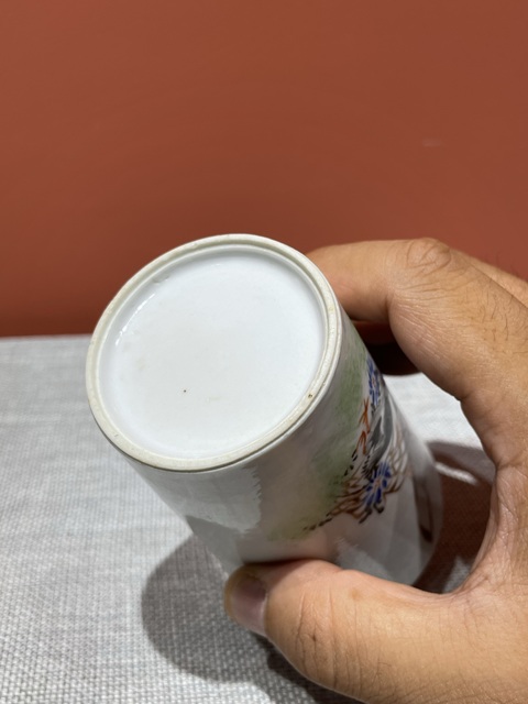 古玩陶瓷民國細路粉彩蘆雁紋杯真品鑒賞圖