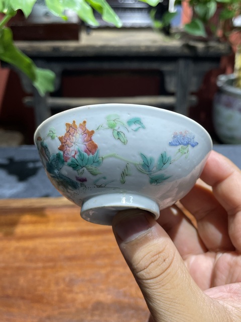 古玩陶瓷清代同治粉彩花鳥紋茶園拍賣,當前價格2200元