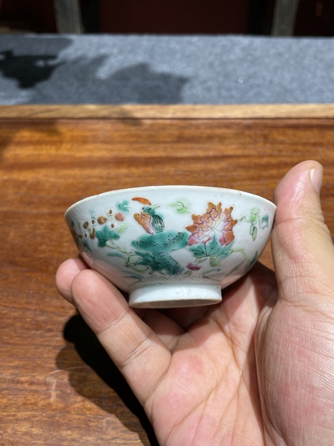 古玩陶瓷清代同治粉彩花鳥紋茶園拍賣,當前價格2200元