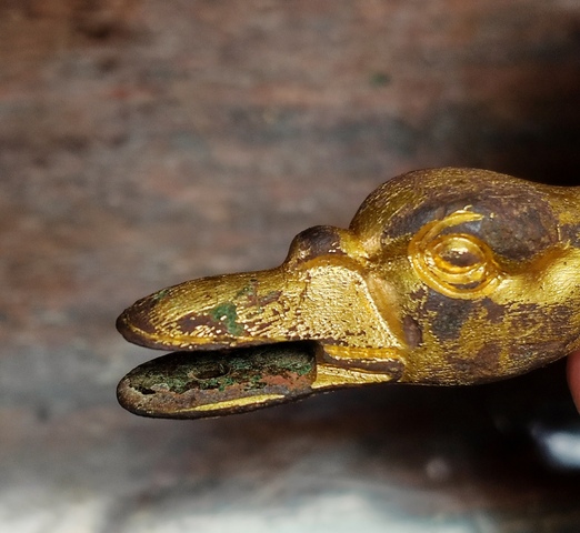 古玩銅器鎏金銅龍頭真品鑒賞圖