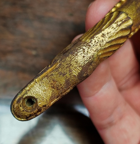 古玩銅器鎏金銅龍頭真品鑒賞圖