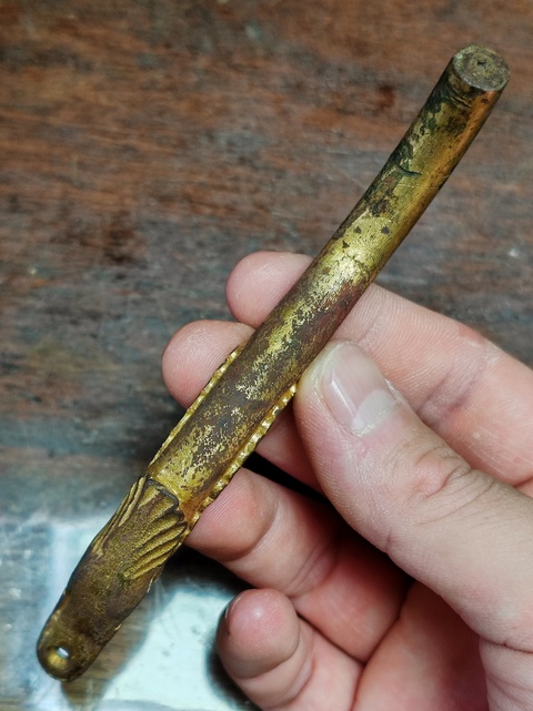 古玩銅器鎏金銅龍頭真品鑒賞圖