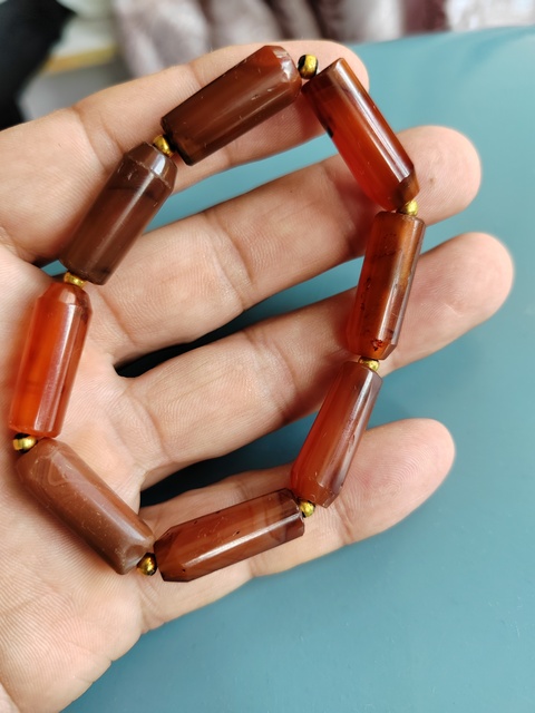 古玩玉器天然紅瑪瑙珠串真品鑒賞圖