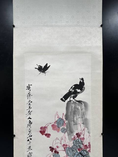 古玩字畫齊白石款花鳥真品鑒賞圖