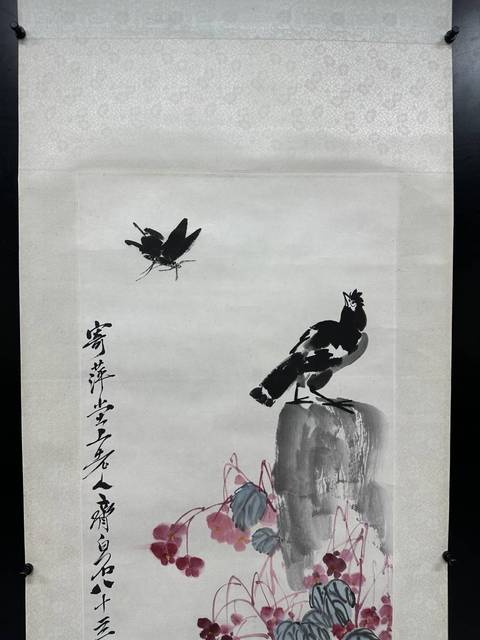 古玩字畫齊白石款花鳥真品鑒賞圖