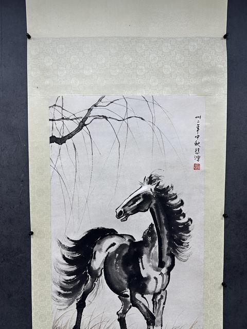 古玩字畫柳蔭立馬真品鑒賞圖