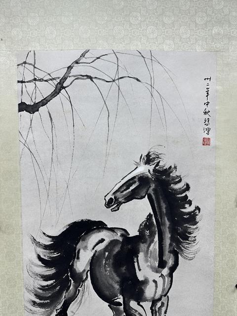 古玩字畫柳蔭立馬真品鑒賞圖