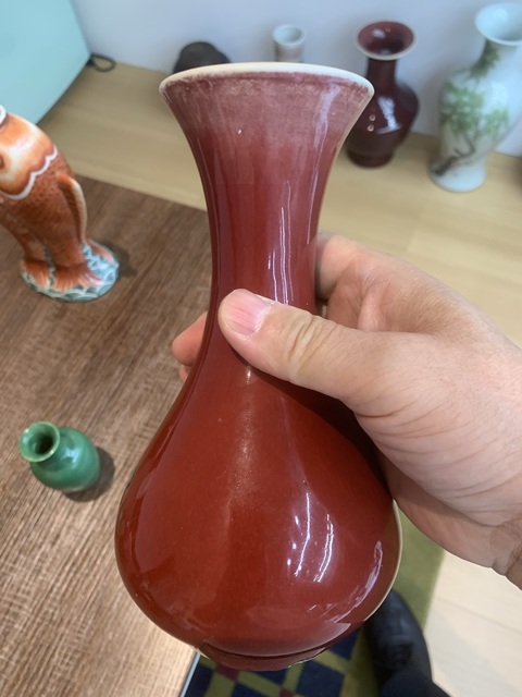 古玩陶瓷紅釉玉壺春瓶拍賣,當前價格16600元