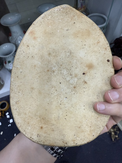 古玩陶瓷清中期·青花山水人物紋樹葉形盤拍賣，當前價格2600元