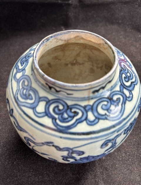 古玩陶瓷鳳紋青花罐真品鑒賞圖