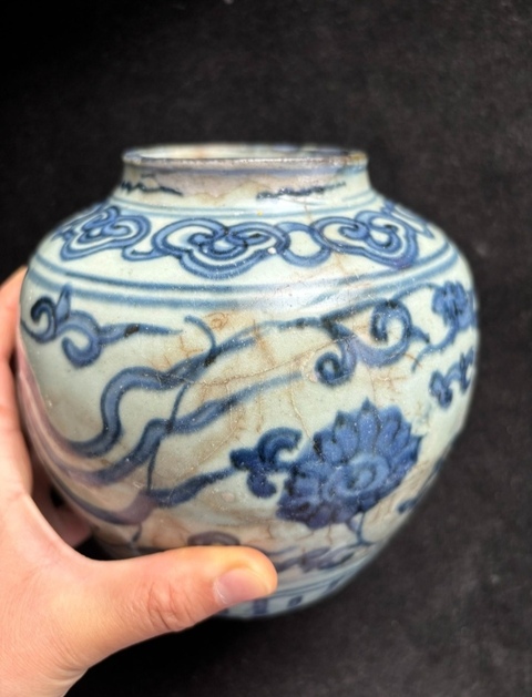 古玩陶瓷鳳紋青花罐真品鑒賞圖