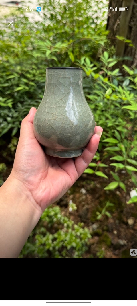 古玩陶瓷館藏級精品南宋龍泉青瓷仿官箸瓶拍賣,當前價格9980元