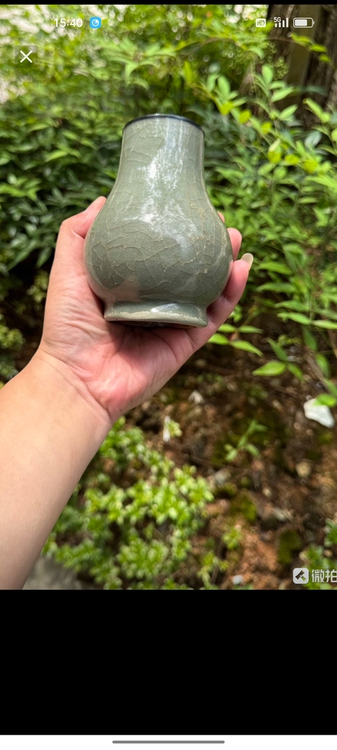 古玩陶瓷館藏級精品南宋龍泉青瓷仿官箸瓶拍賣,當前價格9980元