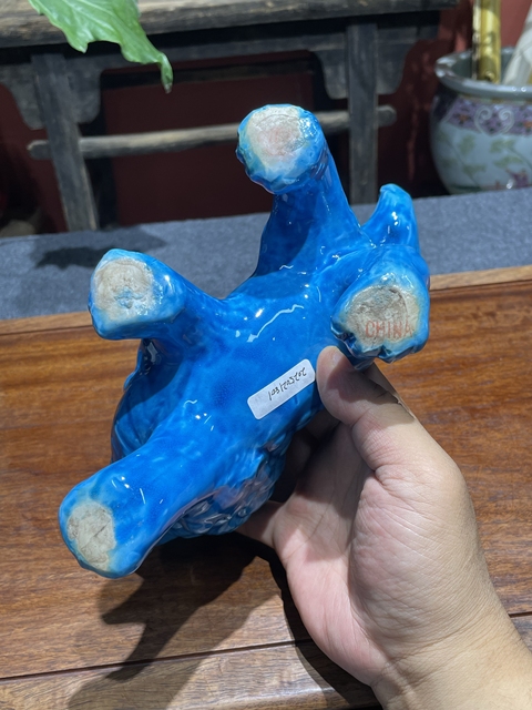 古玩陶瓷傳世精品民國孔雀藍釉獅子擺件拍賣,當前價格2980元