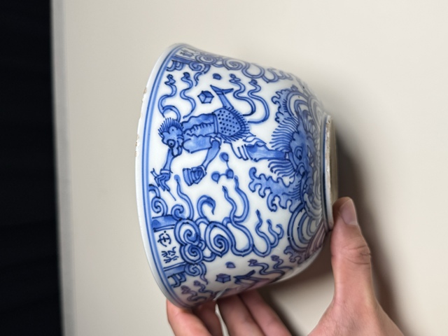 古玩陶瓷日本江戶(hù)青花魁星點(diǎn)斗圖茶碗真品鑒賞圖