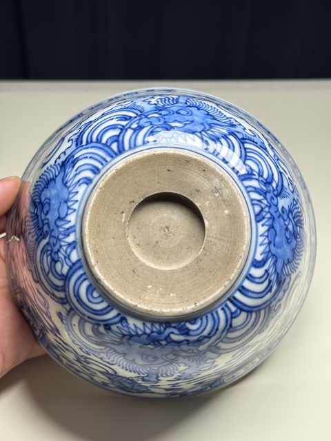 古玩陶瓷日本江戶(hù)青花魁星點(diǎn)斗圖茶碗真品鑒賞圖