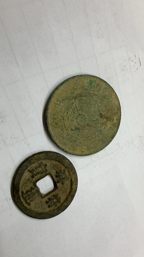 古玩錢幣兩枚銅元真品鑒賞圖