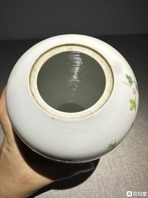 古玩陶瓷粉彩花鳥紋罐真品鑒賞圖