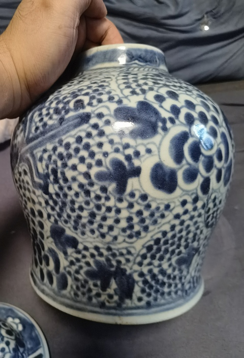 古玩陶瓷鳳紋青花將軍罐真品鑒賞圖