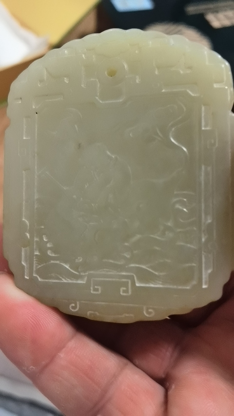 古玩玉器天然和田玉牌真品鑒賞圖