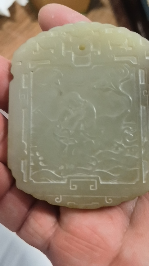 古玩玉器天然和田玉牌真品鑒賞圖
