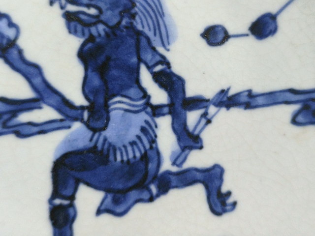 古玩陶瓷魁星點斗青花盤真品鑒賞圖