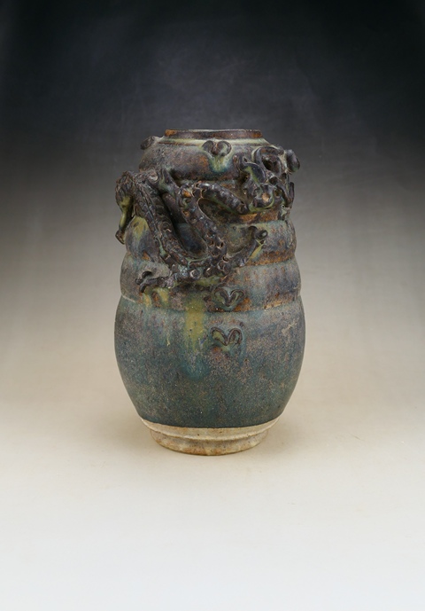古玩陶瓷精品:宋元西壩窯黑釉貼塑龍紋罐(收藏品質)拍賣,當前價格1元