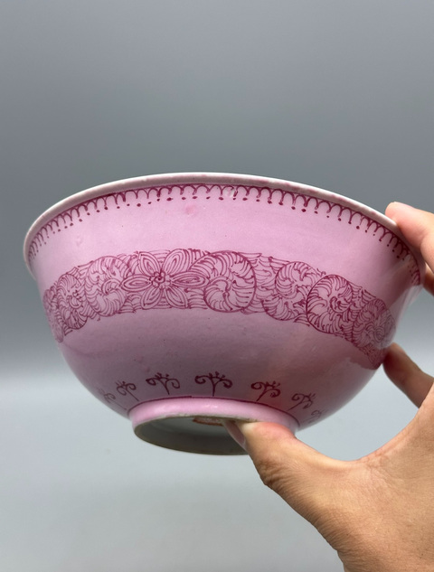 古玩陶瓷胭脂紅釉胭脂紅彩碗真品鑒賞圖