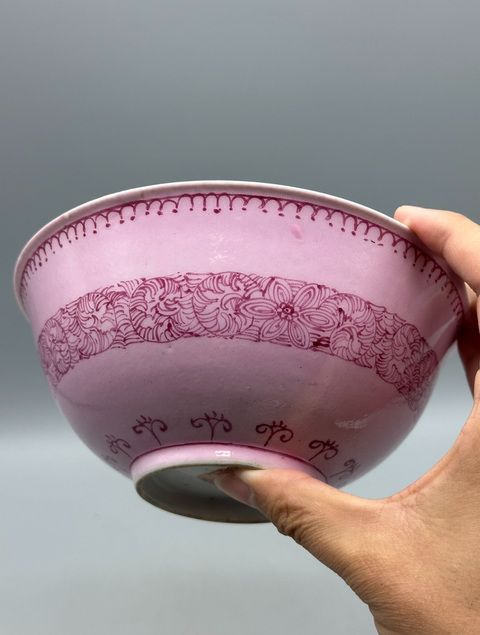 古玩陶瓷胭脂紅釉胭脂紅彩碗真品鑒賞圖