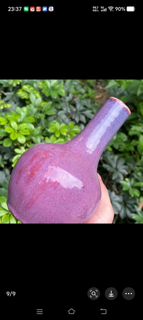 古玩陶瓷鈞紅窯變釉天球瓶真品鑒賞圖