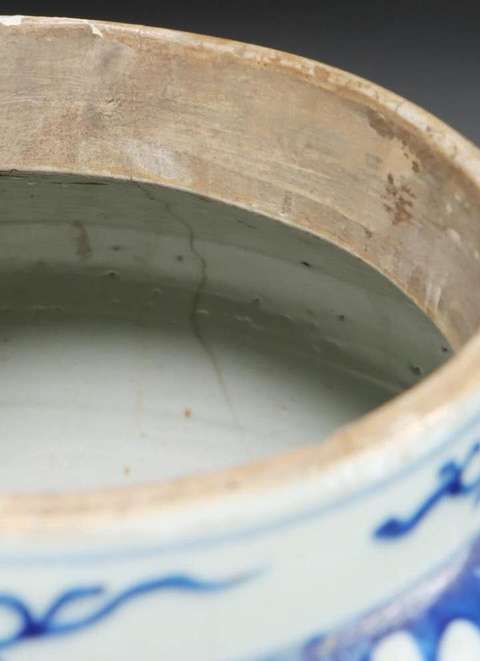 古玩陶瓷二龍戲珠青花四系將軍罐真品鑒賞圖
