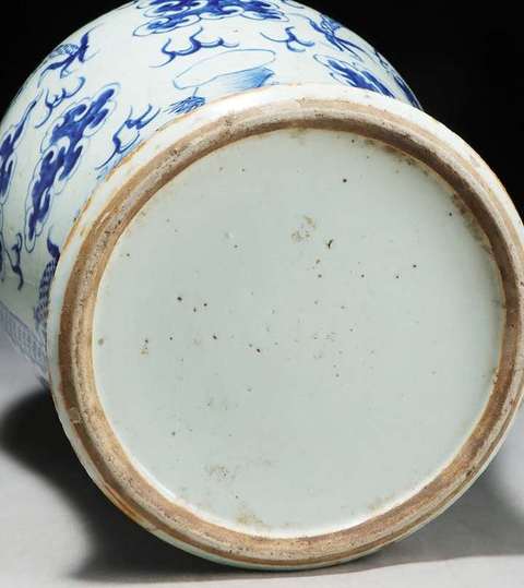 古玩陶瓷二龍戲珠青花四系將軍罐真品鑒賞圖