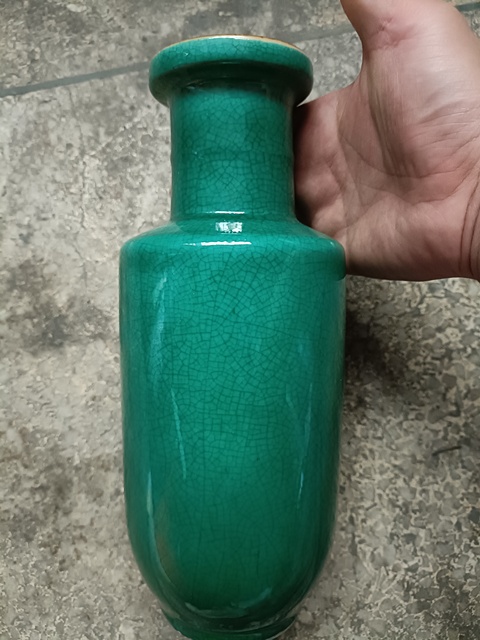古玩陶瓷綠哥釉棒槌瓶真品鑒賞圖