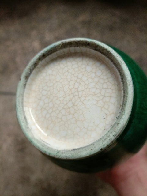 古玩陶瓷綠哥釉棒槌瓶真品鑒賞圖