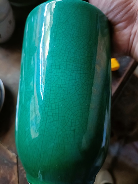 古玩陶瓷綠哥釉棒槌瓶真品鑒賞圖