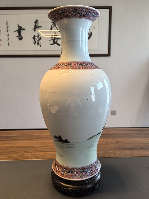 古玩陶瓷超細路民國粉彩福祿壽三星人物紋觀音瓶拍賣，當前價格15800元