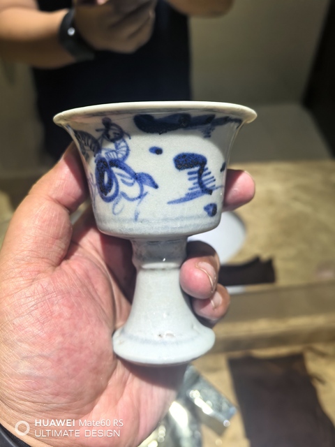 古玩陶瓷空白期到宣德青花高士騎馬圖高足杯拍賣，當前價格29800元