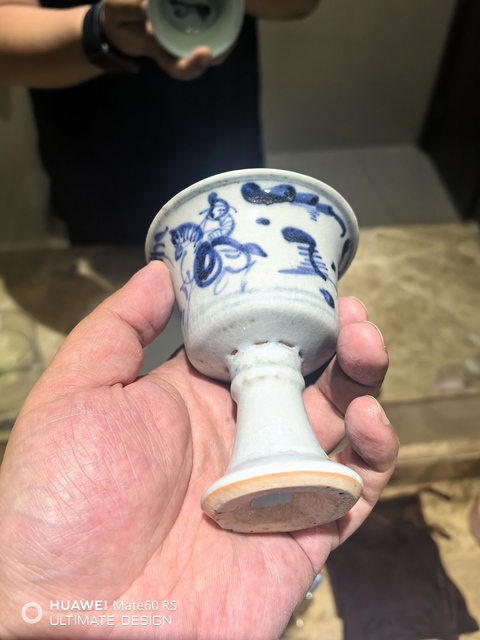 古玩陶瓷空白期到宣德青花高士騎馬圖高足杯拍賣，當前價格29800元