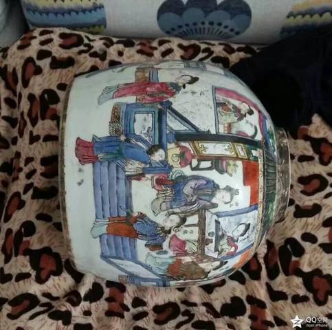 古玩陶瓷人物紋粉彩罐真品鑒賞圖