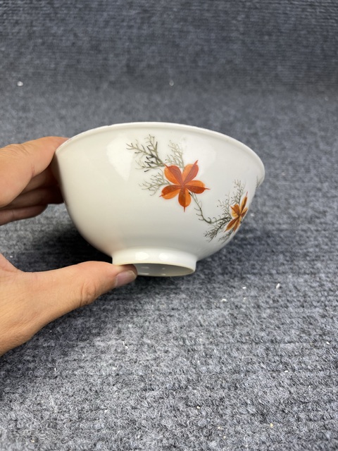 古玩陶瓷粉彩花卉紋碗拍賣,當前價格138元