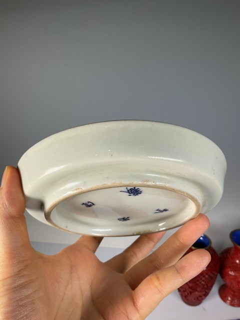 古玩陶瓷青花垂釣圖水洗真品鑒賞圖