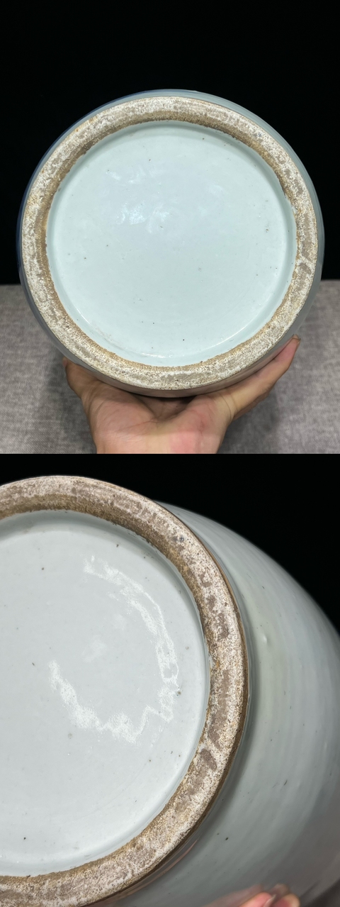 古玩陶瓷豆青釉青花鳳穿牡丹圖撇口瓶真品鑒賞圖